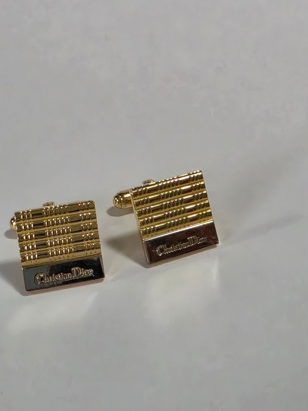 Authentic Christian Dior Gold-Tone Square Cufflinks